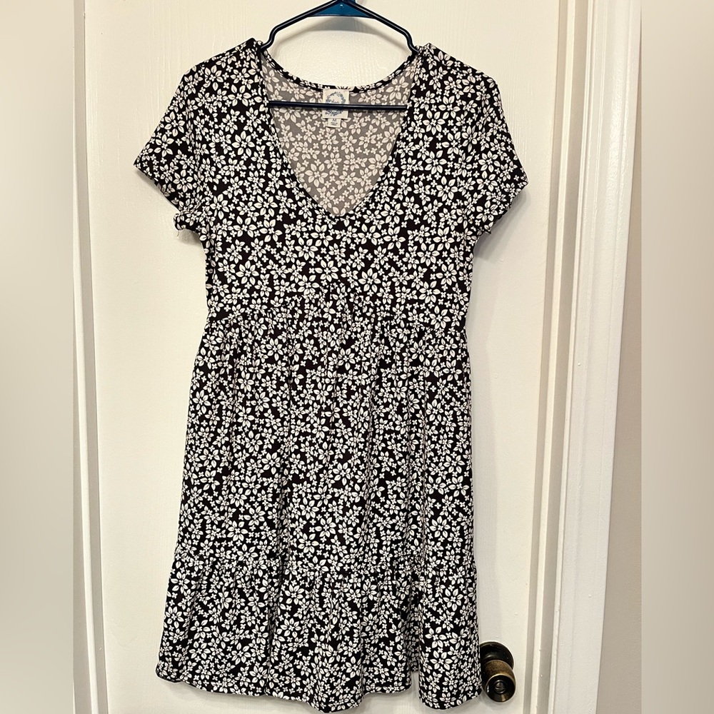 Black and White Floral Mini Dress